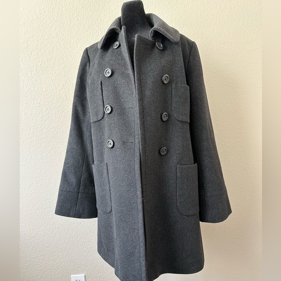 J. Crew Jackets & Blazers - J Crew 100% Wool Double Breasted Fitted Carcoat Charcoal Warm Four Pockets Sz 8